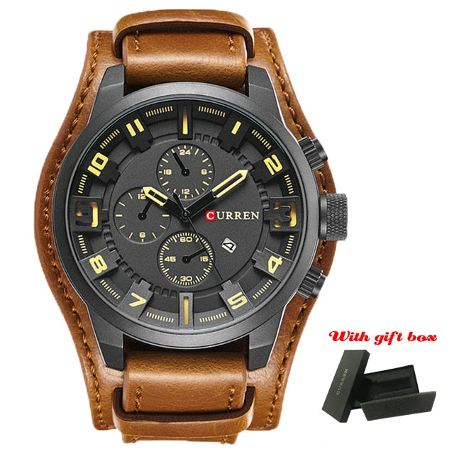 CURREN Top Brand Luxury Mens Watches Male Clocks Date Sport Military Clock Leather Strap Quartz Business Men Watch Gift 8225