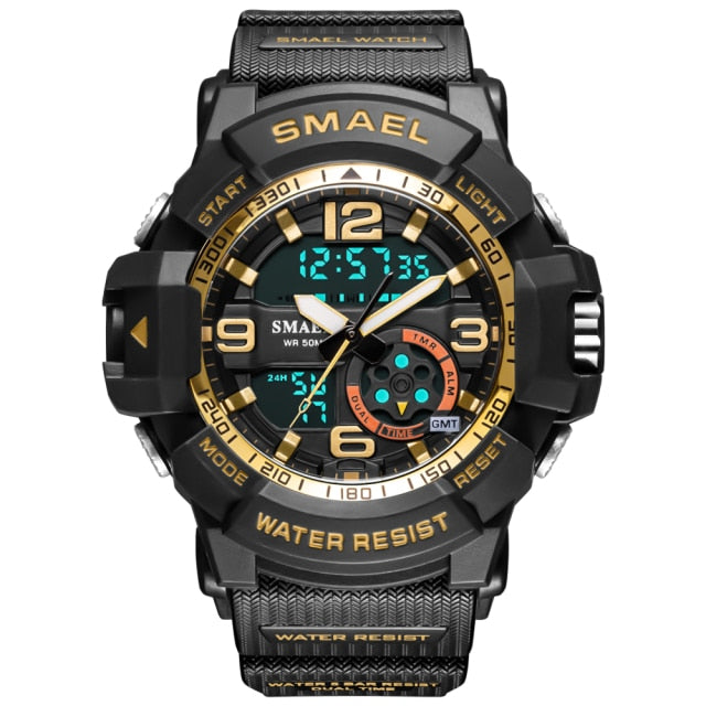 SMAEL Men Military Watch 50m Waterproof Wristwatch LED Quartz Clock Male relogios masculino 1617 Digital Sports Watches Men's