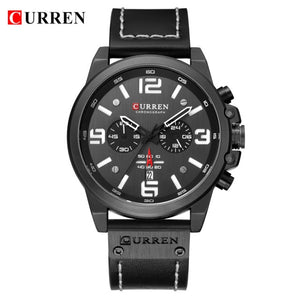 CURREN Mens Watches Top Luxury Brand Waterproof Sport Wrist Watch Chronograph Quartz Military Genuine Leather Relogio Masculino